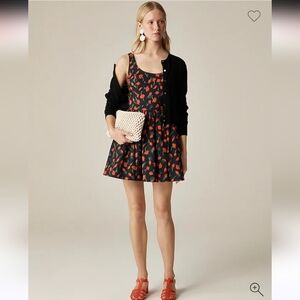J. Crew Black and Red Floral Corset Style Dress
